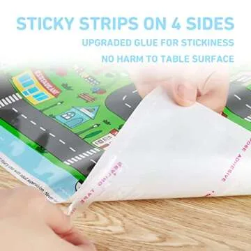 Disposable Stick-on Placemats 40 Pack for Baby & Kids, Restaurant Table Mats Disposable, Toddler Placemats with Car Toy, 12" x 18" Sticky Place Mats Roadmap Design