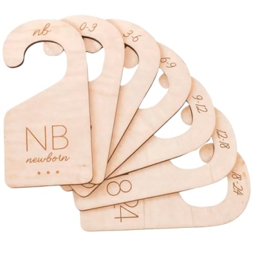 Baby Clothes Dividers for Closet – Baby Hangers Wood and Baby Clothes Size Dividers for Boy or Gir...