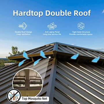 Domi 12x16FT Hardtop Gazebo with Netting & Curtains, Outdoor Aluminum Frame Gazebo with Galvanized S...