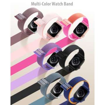 Nylon Loop Sport Band Compatible with Apple Watch Bands for Women Men 40mm 44mm 45mm 46mm 49mm 38mm 42mm, iWatch Wrist Straps for Ultra 2, SE, Series 10 9 8 7, Breathable, Soft Band Ideal for Outdoor