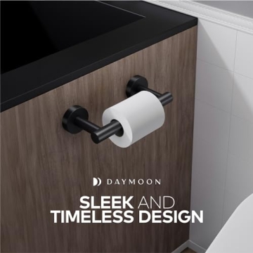 Day Moon Matte Black Toilet Paper Holder - Stylish & Functional