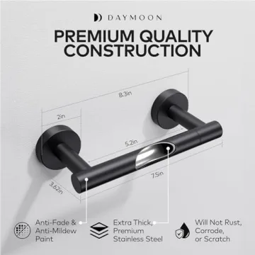 Day Moon Matte Black Toilet Paper Holder - Stylish & Functional