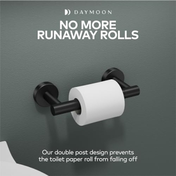 Day Moon Matte Black Toilet Paper Holder - Stylish & Functional