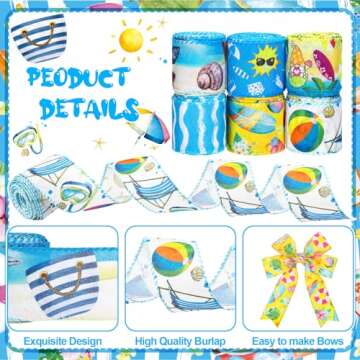 Yuxung Summer Beach Wired Edge Ribbon for DIY Projects