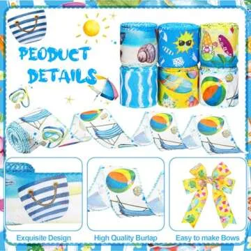 Yuxung Summer Beach Wired Edge Ribbon for DIY Projects