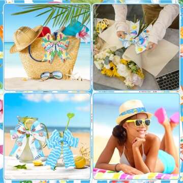 Yuxung Summer Beach Wired Edge Ribbon for DIY Projects