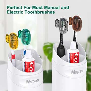 Mspan Toothbrush Protector Travel Cover: Brush Head Cap Cute Clip Case Bulk Guard - Oral Care Accessories Pod for Kids Adults