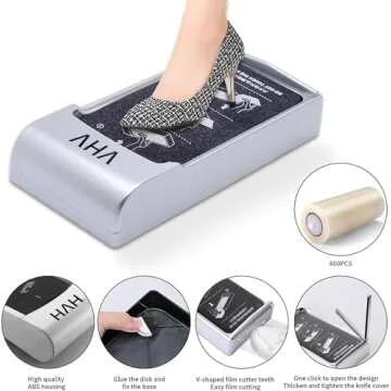 Shoe Cover Dispenser, 2024 New Film Disposable Shoe Cover Machine with Shoe Cover Film (Can be used 600 times), Films Shoe Wrapping Machine for Home, Factory. (silver)