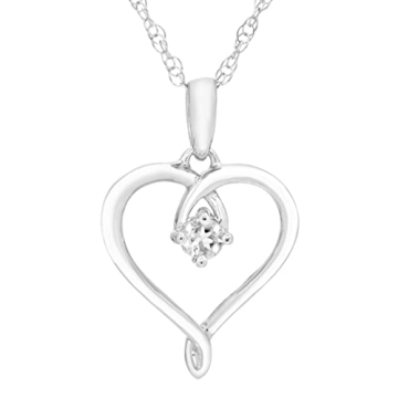 .925 Sterling Silver White Sapphire Heart Necklace