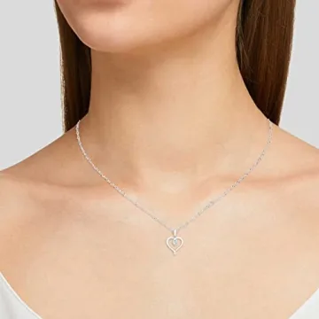 .925 Sterling Silver White Sapphire Heart Necklace