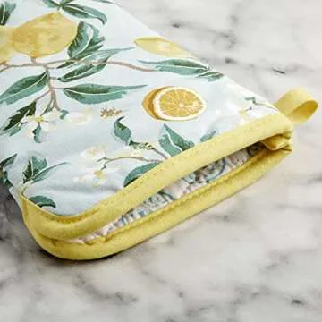 Martha Stewart Lemon Whimsy Oven Mitt Set for Kitchen