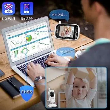 Video Baby Monitor with Camera and Audio, 3.2Inch LCD Display, Infrared Night Vision, Two-Way Audio and Room Temperature Monitoring,Lullaby,Sound Activated Screen