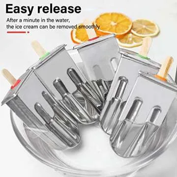 HYDDNice Stainless Steel Popside Molds Kit, 10 Ice Pop Makers Mold with Rack, 10 Silicone Seals, 100 Reusable Bamboo Sticks, 20 Pop Bags,Cleaning Brush