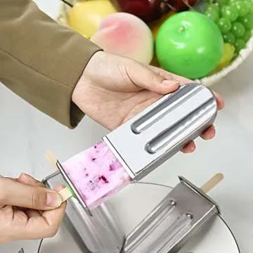 HYDDNice Stainless Steel Popside Molds Kit, 10 Ice Pop Makers Mold with Rack, 10 Silicone Seals, 100 Reusable Bamboo Sticks, 20 Pop Bags,Cleaning Brush