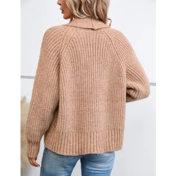Yingkis Women's Cardigan Sweaters Fall Winter Open Front Batwing Long Sleeve Shawl Neck Chunky Knit Loose Outwear Coats,Camel 2XL