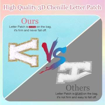 Small Personalized Initial Letter Makeup Bag, Cute Waterproof PU Leather Chenille Letter Cosmetic Bag Travel Makeup Bag, Preppy Makeup Pouch Toiletry Zipper Pouch Organizer for Women and Girls(Blue-A)