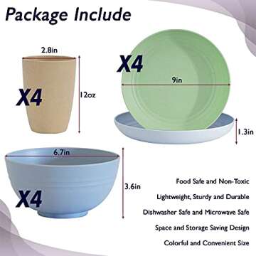 Wheat Straw Dinnerware Set for Families - Eco-Friendly