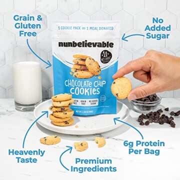 Nunbelievable Keto Chocolate Chip Cookies, Delicious Low Carb Desserts and Snacks, No Added Sugar, G...