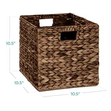 Best Choice Products 10.5x10.5in Hyacinth Baskets, Rustic Set Of 5 Multipurpose Collapsible Storage ...