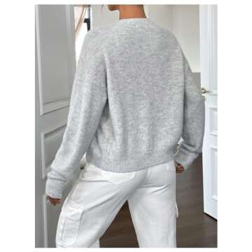 RoseSeek Women's Knit Cardigans Long Sleeve Button Dwon Lightweight Cardigan Sweaters Trendy Fall Ou...