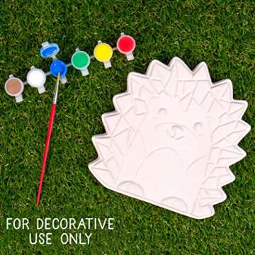 Creative Roots Mosaic Hedgehog Stepping Stone, Includes 7-Inch Ceramic Stone & 6 Vibrant Paints, DIY...