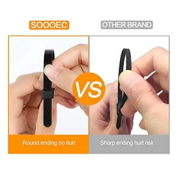 SOOOEC 100 Pack Reusable Zip Ties 12 Inch Heavy Duty Outdoor UV Resistant, Releasable Black Zip Ties Heavy Duty Indoor Round Ending No Hurt, Cable Ties Reusable Tie Wraps Non Slip Off