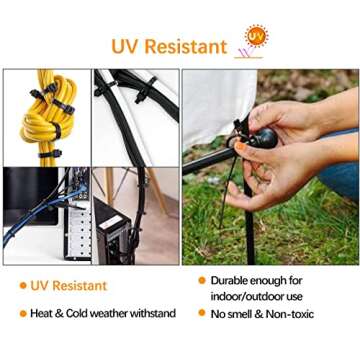 SOOOEC 100 Pack Reusable Zip Ties 12 Inch Heavy Duty Outdoor UV Resistant, Releasable Black Zip Ties Heavy Duty Indoor Round Ending No Hurt, Cable Ties Reusable Tie Wraps Non Slip Off