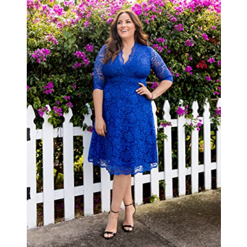 Kiyonna Plus Size Mademoiselle Lace Cocktail Dress for Weddings