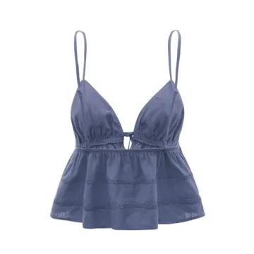 OYOANGLE Women's Stylish Spaghetti Strap Cami Crop Top