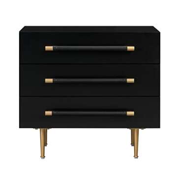 Tov Furniture Trident 3-Drawer Nightstand (Black) | Bedside Table with Storage