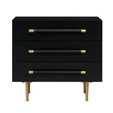 Tov Furniture Trident 3-Drawer Nightstand (Black) | Bedside Table with Storage