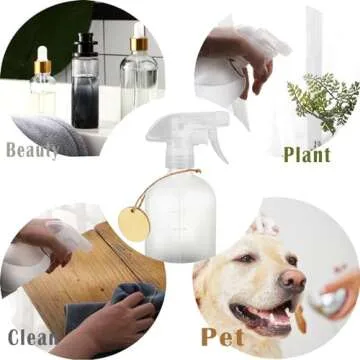 Frosted Glass Spray Bottles with Silicone Sleeve, 16oz Refillable Containers with Mist and Stream Settings for Bath, Beauty, Hair, Plants, Pets(2pack) (white)