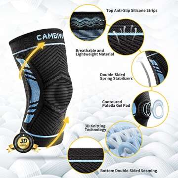 CAMBIVO Knee Brace with Side Stabilizers for Knee Pain, Meniscus Tear, ACL, MCL, Arthritis,Tendinitis,Joint Pain Relief,Adjustable Knee Support with Patella Gel Pads for Men and Women