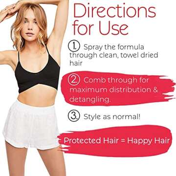 Coconut Thermal Protection Spray - Prevents Frizz and Split Ends for All Hair Types - Heat Defense Up To 450ºF - 8.45fl.oz