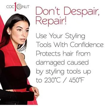 Coconut Thermal Protection Spray - Prevents Frizz and Split Ends for All Hair Types - Heat Defense Up To 450ºF - 8.45fl.oz