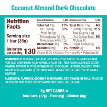 Munk Pack Chewy Granola Bars, Coconut Chocolate Chip - Low Sugar Snacks with 5g Protein, 1g Sugar with Allulose - Gluten Free & Low Glycemic - 12 Count