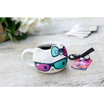 Seven20 Hello Kitty Ceramic Coffee Mug with Cute Sunglasses and Bow Design - Sanrio - Large 20 oz