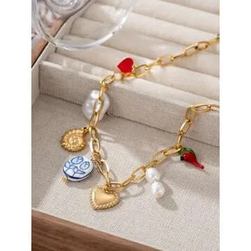 Trendy Gold Plated Charm Necklace for Women