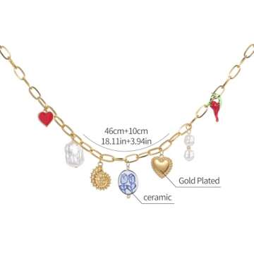 Trendy Gold Plated Charm Necklace for Women