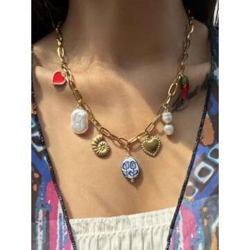 Trendy Gold Plated Charm Necklace for Women