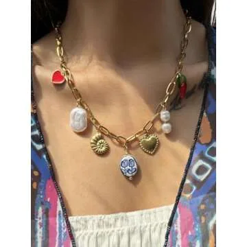 Trendy Gold Plated Charm Necklace for Women