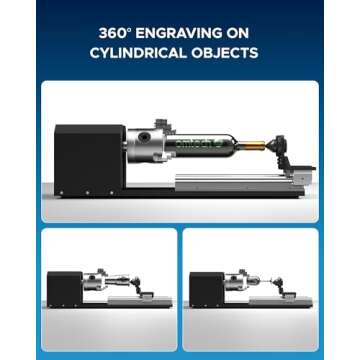 OMTech Rotary Cutter and Engraver Attachment for Cylindrical Objects