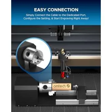OMTech Rotary Cutter with 3-Jaw Chuck for Laser Engraving