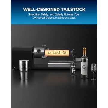 OMTech Rotary Cutter with 3-Jaw Chuck for Laser Engraving