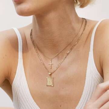 KELORIS PATH Gold Layered Initial Cross Necklace for Women - A-Z Personalized Pendant