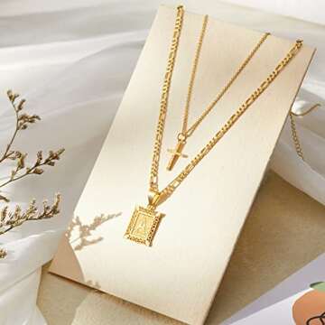 KELORIS 14K Gold Initial Cross Necklace for Women