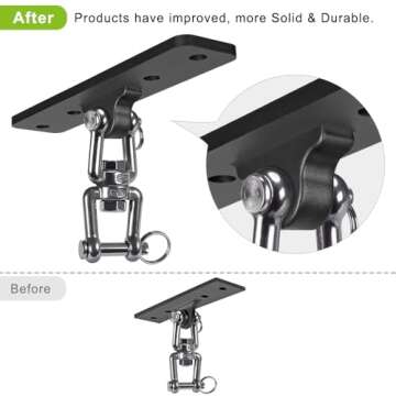 Dolibest Heavy Bag Hanger,Wall Ceiling Mount Hook 360° Rotation Wood Beam Holder Body Weight Strength Training Systems, Aerial Yoga Swing & Hammock, Resistance Band for Wooden Sets(600 LB Capacity)