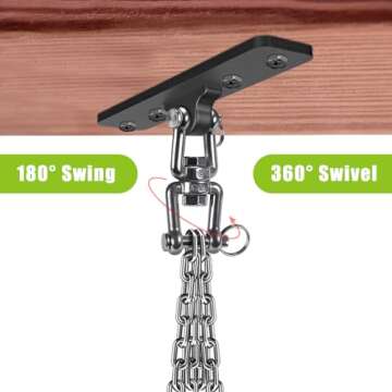 Dolibest Heavy Bag Hanger,Wall Ceiling Mount Hook 360° Rotation Wood Beam Holder Body Weight Strength Training Systems, Aerial Yoga Swing & Hammock, Resistance Band for Wooden Sets(600 LB Capacity)