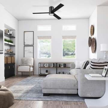 Prominence Home Espy Modern 52 Inch Ceiling Fan with Light, Remote Control and Flush Mount Design in...