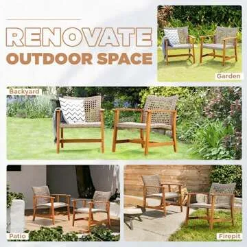 IDZO Liberte Accent Chairs Set of 2, 500lbs Weight Support, Acacia Wood, FSC Teak Finish, UV Protected, Dynamic Gray Wicker, Ideal for patios and Gardens